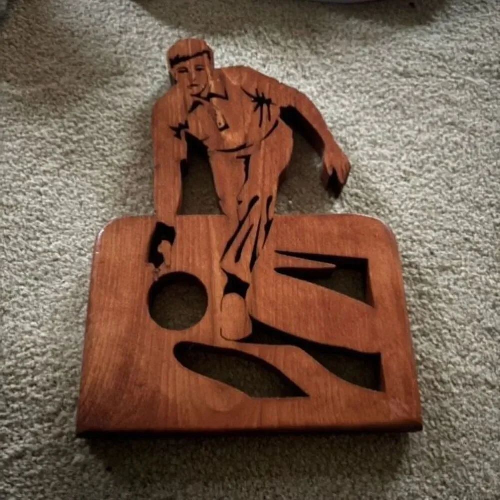 Wooden Bowler 10 1/2” Wall Hanging